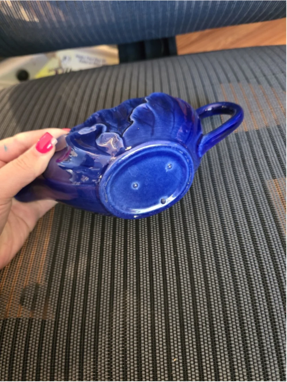 Vintage 9in Gravy Boat In Lotus Medium Blue By Metlox Poppytrail Vernonware